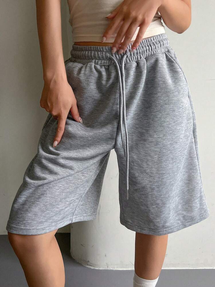 Women's Casual Korean Style Loose Drawstring Waist Pocket Shorts