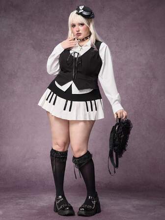 Grunge Punk تنورة قصيرة جدًا بخصر منخفض للغاية من طراز الألفية Y2K للنساء ذوات الحجم الكبير، تنورة مصغرة مطوية بطراز لوحة المفاتيح الكلاسيكية