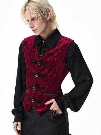 Goth Chaleco de moda sin mangas de color contrastante retro para hombres