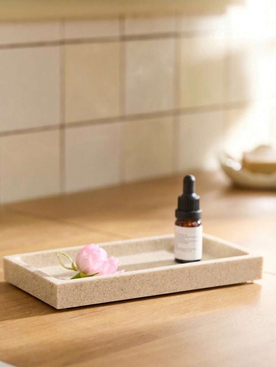 Cirelle 大理石纹树脂浴室托盘 - 酒店盥洗台收纳架，浴室洗漱用品及装饰品收纳托盘