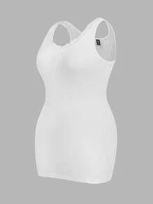 SHEIN Essnce 大码休闲百搭纯色蕾丝边吊带背心 - 彩色 - 查看 6