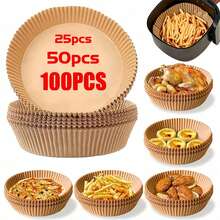 25/50/100pcs Disposable Air Fryer Paper Liners, 6.3-Inch Non-Stick Parchment Paper For Air Fryer, Oil-Proof, Oven Friendly, Microwave Friendly, Non-Stick Silicone Oil Paper For Tray - Multicolor - View 18