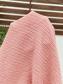 SHEIN 2件套孕妇纯色圆领无袖纹理面料休闲上衣和短裤套装，夏季 - 粉色 - 查看 8