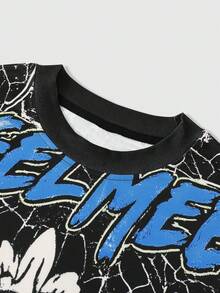 ROMWE MEN Goth Men's Casual Printed Round Neck Short Sleeve T-Shirt - Multicolor - View 3