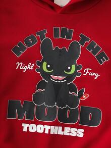 SHEIN How to Train Your Dragon Young Boy Casual Cute Cartoon Slogan Print Sweatshirt, Suitable For Daily Wear, Autumn/Spring - Red - View 5