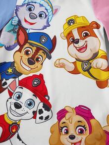 SHEIN | PAW Patrol 女童卡通小狗印花撞色圆领长袖卫衣裙，秋/春季款 - 粉色 - 查看 6