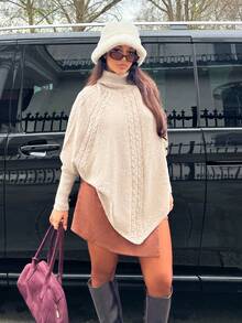 NegzBox Button Detail Turtleneck Casual Women's Sweater,Long Sleeve Tops Knit Pullover Fall Winter Outfit - Khaki - View 6
