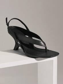 SHUZIA 女士系带日常时尚休闲优雅高跟凉鞋 - 黑色 - 查看 7