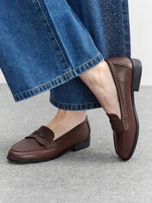 CUCCOO BIZCHIC 女士手工系带平底乐福鞋 - 咖啡棕 - 查看 5