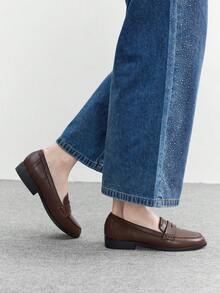 CUCCOO BIZCHIC 女士手工系带平底乐福鞋 - 咖啡棕 - 查看 4