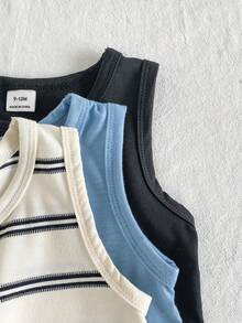 SHEIN Vintaside Kids 3件套男婴夏季休闲无袖连体衣 - 彩色 - 查看 9