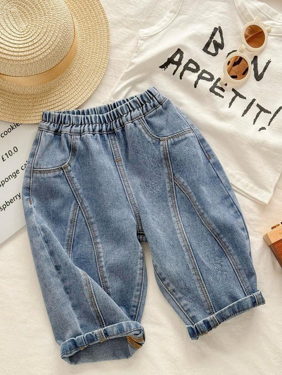 LMoss Kids Quần jean denim màu xanh dương họa tiết cà rốt, kiểu dáng mới, thoải mái, mềm mại, dễ thương cho bé trai, thích hợp mặc hàng ngày vào mùa xuân/hè, đi biển, đi nghỉ mát, quần jean casual, quần jean in hình, quần jean cho bé 2 tuổi, quần jean mùa hè, quần jean casual. - Rửa trung bình - Xem 1
