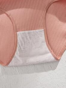 5条/包 大码纯色舒适透气罗纹内裤 - 彩色 - 查看 4