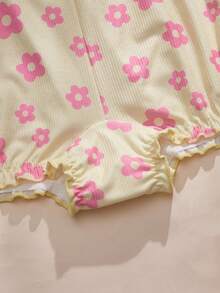 1pc Girl's Floral Contrast Color Cute Bow Decor Panty - Multicolor - View 8