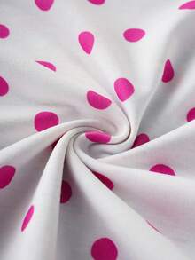 SHEIN | PAW Patrol Young Girl Cartoon Heart & Cute Puppy Print Knit Round Neck Ruffle Trim Long Sleeve T-Shirt, Pink & White Polka Dot - Baby Pink - View 7