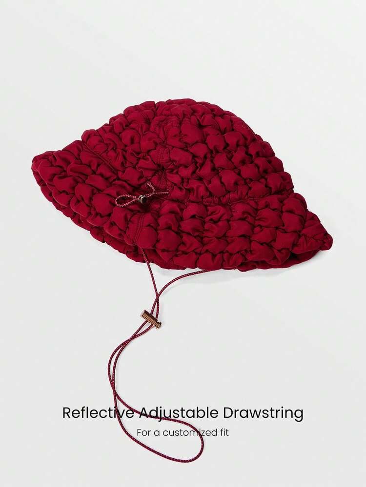 Holly Jolly Water-Resistant Reflective Drawstring Puffer Bucket Hat Outdoors Daily Casual Wear