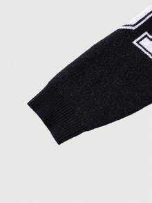 ROMWE MEN Spring Casual Graphic Red Men'S Slogan Pattern Turndown Collar Long Sleeve Casual Loose Pullover Sweater With Embroidery - Multicolor - View 4