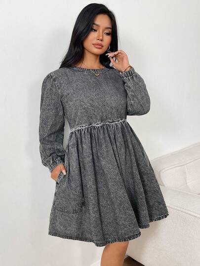 Jeanoix Plus Size Women Y2K Fashion Casual Vacation Denim Dress