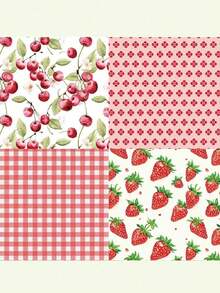 1Pack 24 Sheets 6"X6" Lemonade Summer Scrapbook Paper, DIY Craft Background Paper Back To School - Red. - View 4