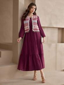 Al Najma 新款刺绣收腰二合一休闲度假派对连衣裙 - 彩色 - 查看 2