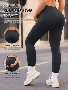 SHEIN Yoga Basic Legging de Cintura Alta Elástica para Gestantes, Cor Sólida e Casual - Chumbo - Visão 2