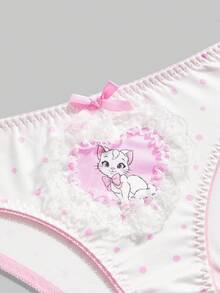 ROMWE Kawaii 情人节可爱波点爱心蝴蝶结装饰内裤