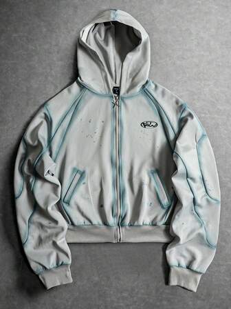 Sudadera con capucha casual y colorida con cremallera para hombre, otoño