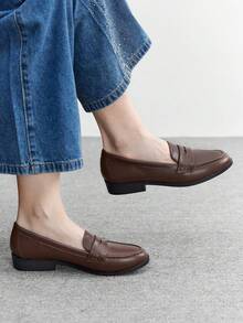 CUCCOO BIZCHIC 女士手工系带平底乐福鞋 - 咖啡棕 - 查看 2