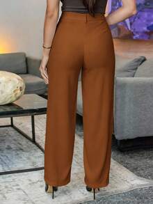 Andrea Bello 正面纯色接缝直筒裤