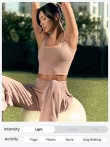 GLOWMODE FeatherFit™ U Back Cutout Active Crossover Tank Top Light Support Low Impact Yoga Daily  Spring Summer - Dusty Pink - View 5