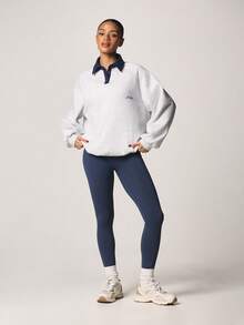 MISSGUIDED Contrast Collar Rugby Style Pullover Sweatshirt With Button Detail And Long Sleeves For Casual Winter Comfort - Multicolor - View 4