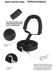 1pc Foam Handle Pet Leash, Running Dog Leash, Swimming Training Long Dog Leash. - Black - View 5
