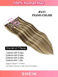 Clip In Hair Extensions Real Human Hair 70g 7pcs Human Hair Clip In Extensions Straight Real Hair Extensions Clip In Human Hair - S4/27 - View 4