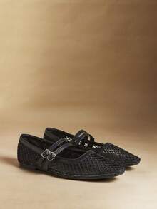 Rosivie Women's Square Toe Flat Black Metal Buckle Mary Jane Flats, Lightweight Comfortable Slip-On Suitable For Dresses Valentine's Day - Black - View 3