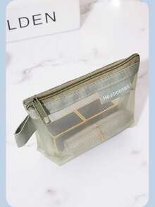 9pcs Large Capacity Nylon Triangular Mesh Toiletry Bag, Portable Waterproof Makeup Bag, Multifunctional Makeup Bag, Stationery Bag, Data Cable Storage Bag, Coin Purse - Multicolor - View 9