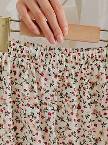 SHEIN Vintaside Kids Kleine Mädchen 2 Stücke Blümchen Set - ärmelloser Weste mit Schleifen Dekor + weite Hose, süß & niedlich Lässig Outfit, Sommer - Aprikosenfarben - Übersicht 6