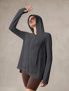 OutZeal 女士防紫外线速干凉感带拇指孔连帽宽松防晒夹克，适合露营和徒步旅行