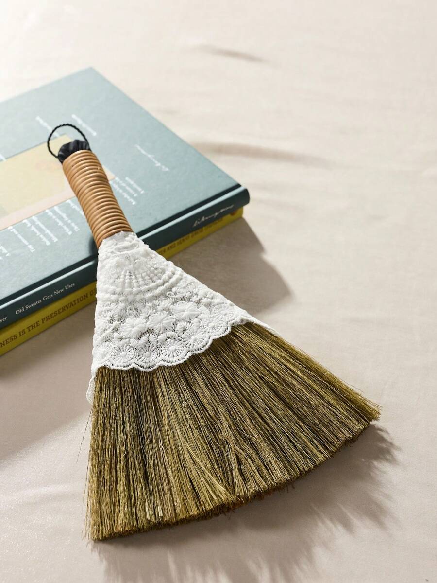 Cirelle Mini Desktop Broom With Embroidered Lace, Small Sweeping Brush Household Cleaning Tool For Office And Home Dust Removal - Multicolor - View 1