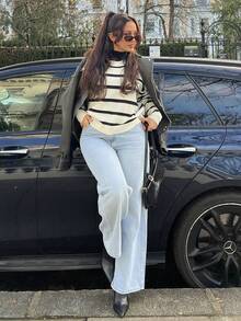 NegzBox Warm Denim Women's Simple Front Button Multi-Pocket Casual Denim Pants, Everyday Wear Thickened Denim