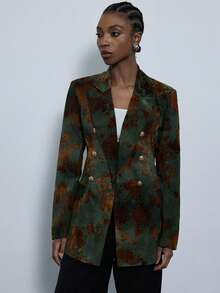 Aveloria Modichic Áo blazer nữ thanh lịch, kiểu dáng jacquard, cài khuy đôi, thích hợp cho công sở. - Nhiều màu - Xem 4