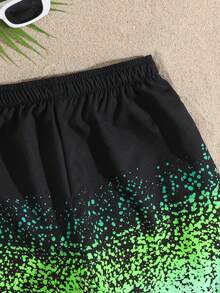 Bañador informal con cintura con cordón y estampado degradado para niño preadolescente - Negro - Ver 5