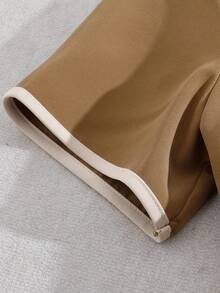 Franclia 2 buc/set contrastant culori top și pantaloni scurți casual două piese set femei mânecă scurtă seturi pantaloni scurți femei pantaloni scurți și cămașă set femei vară 2 piese seturi bej două piese set - Multicolor - Vizualizare 4