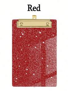 1pc Sparkling Glitter Acrylic Clipboard - PMMA Material, 6 Vibrant Colors (Blue, Pink, Green, Purple, Yellow, White) With Metallic Edges & Sparkling Glitter - Compact Portable Design For Classroom, Office, School, Notebooks & Journals - Multicolor - View 14