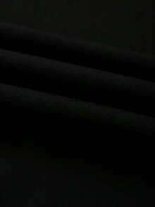 GlowEve CURVE Conjunto informal de 2 piezas para mujer talla grande con camisa de cuello redondo en color albaricoque con ribete de contraste y manga corta, y pantalón ancho y suelto de pierna ancha en color negro - Albaricoque - Ver 10