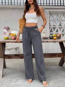 Breezaya Women's Solid Color Minimalist Everyday Jeans - Grey - View 6