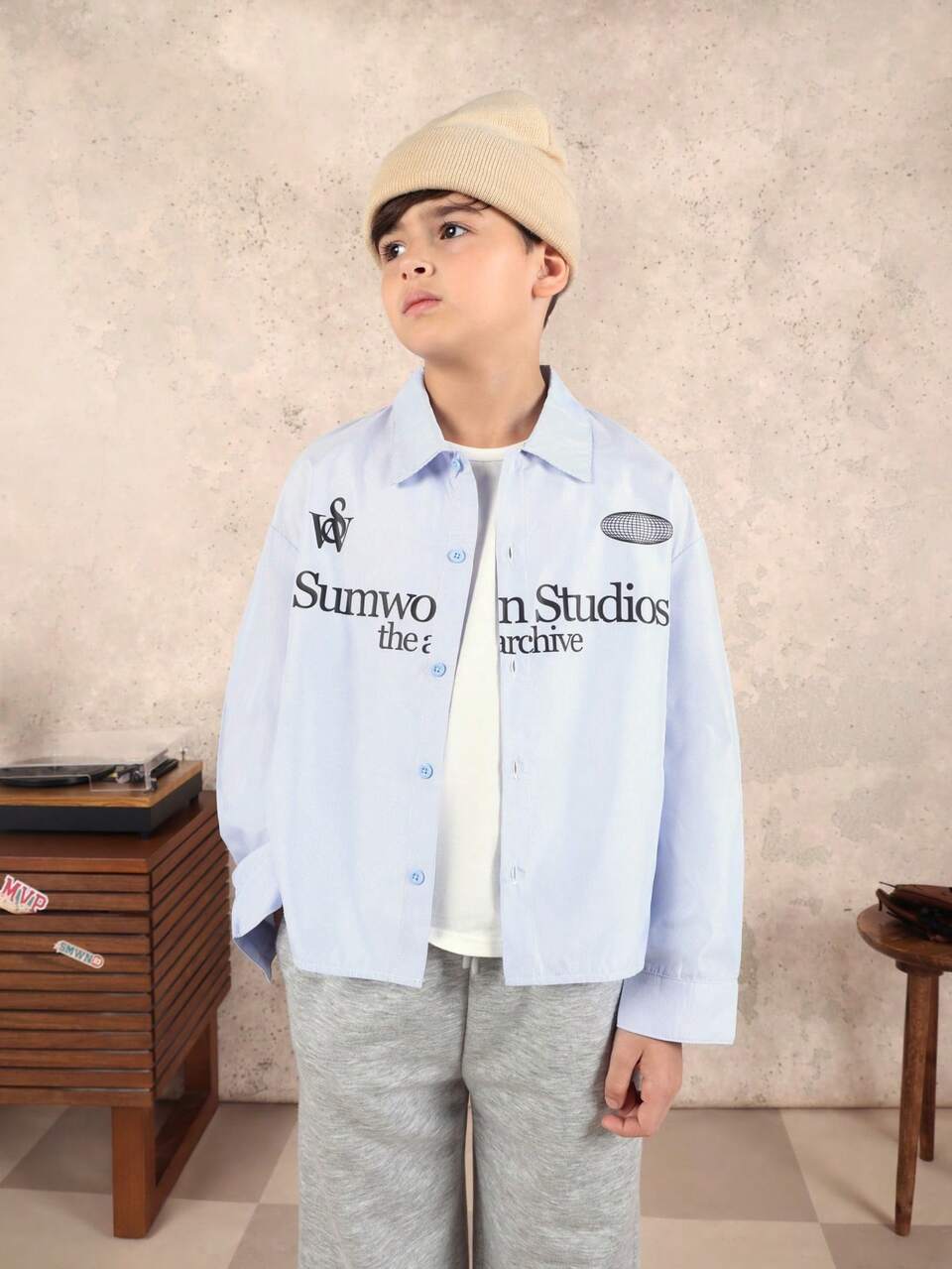Chemise rayée à boutons avec imprimé