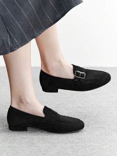CUCCOO BIZCHIC Women's Buckle Design Casual Loafers, Versatile For Daily Commute Valentine's Day