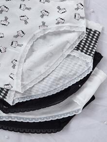 极简黑白猫咪印花可爱女童内裤，中腰学生三角裤，卡通打底裤 - 彩色 - 查看 3