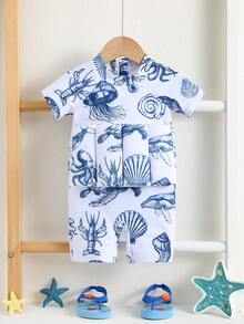SHEIN Costume da bagno unisex per bambini/bambine, adatto per estate, piscina, spiaggia, terme, mondo acquatico, tutina galleggiante casual e carina per neonati - Multicolore - Visualizzare 3