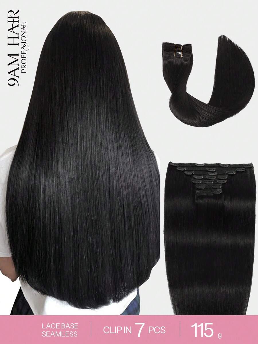 7PCS With 20 Clips 115G Double Weft Invisible Clip In Hair Extensions Human Hair #1# Jet Black Real Human Hair Clip In Extensions Human Hair Extensions Real Double Weft Human Hair Clip Ins 14-22 Inch For Women Girls Daily Use Winter Christmas Halloween Costumes Autumn Outfits Women Fall Outfits